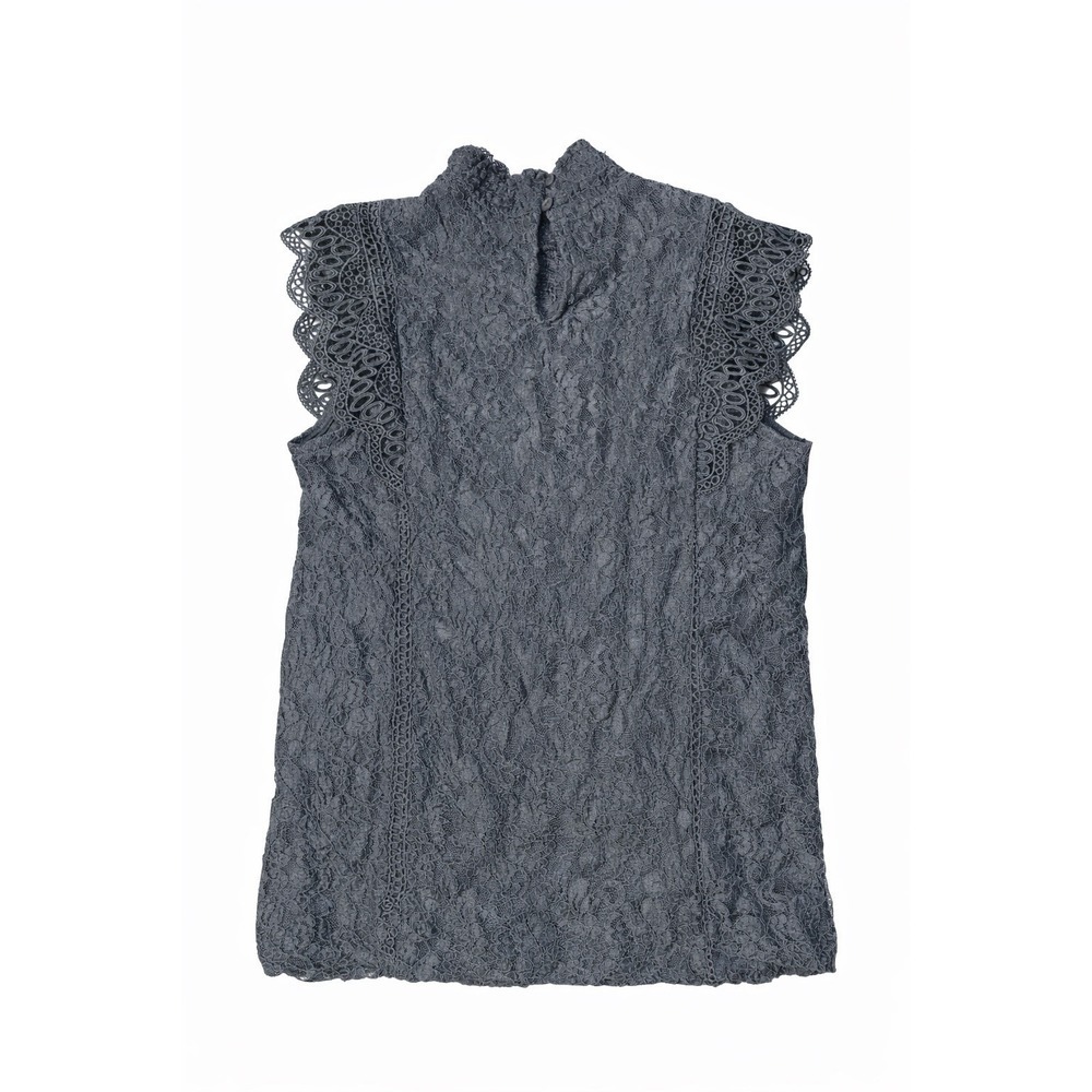 Cable & Gauge Lace Blouse Women Medium Olive Green Mock Neck Sleeveless Boho Top - Picture 2 of 5